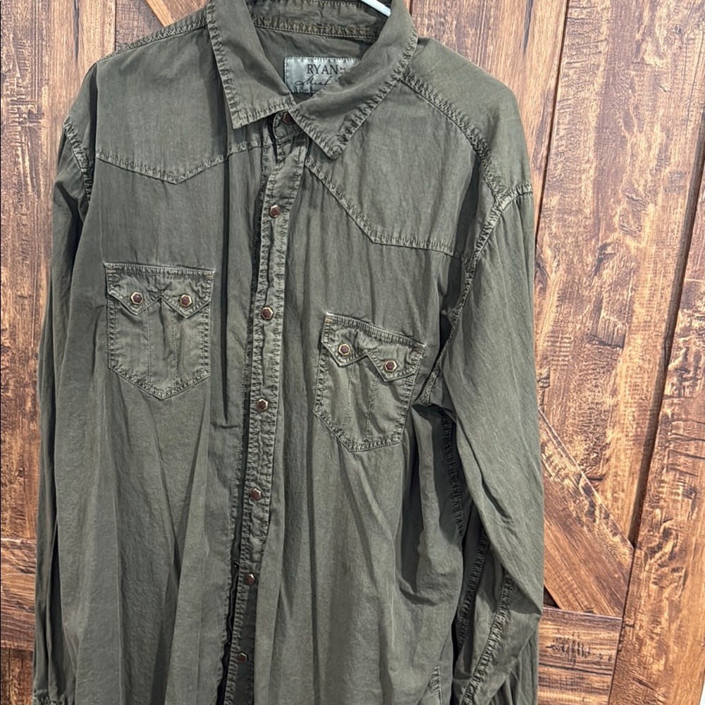 Green Button-Up Shirt
